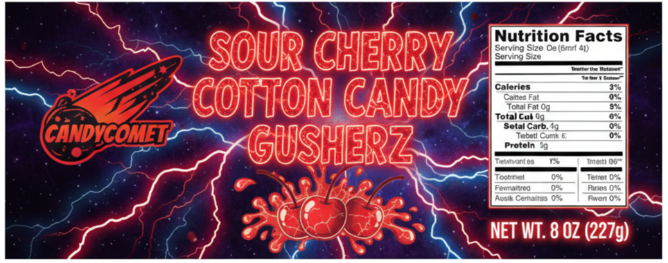 Meteor Sour Cherry Cotton Candy Gusherz